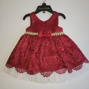 American Princess Deep Red Lace with tulle and shorts - 6M